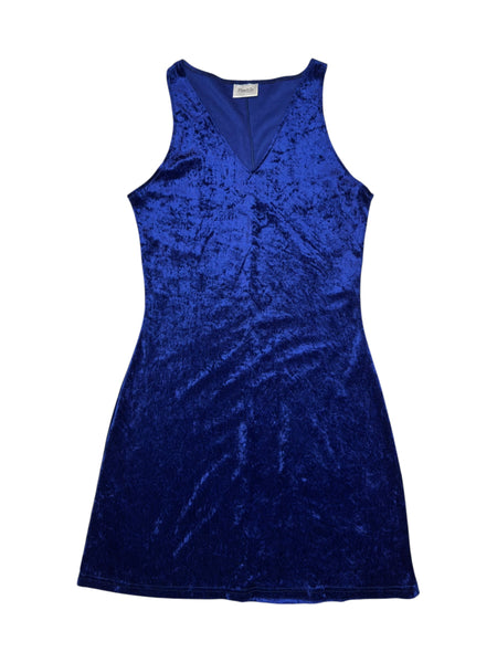Vintage 2000s Royal Blue Crushed Velvet Tank Fitted Stretch Mini Dress – Thee Cultivator