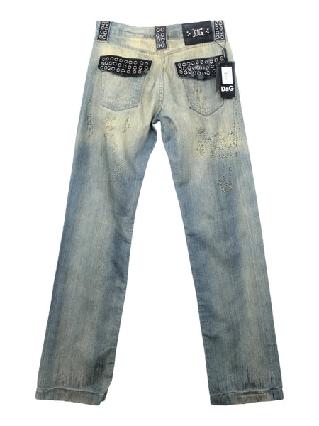 Vintage 2000s Y2K Dolce & Gabbana Deadstock Light Wash Abstract