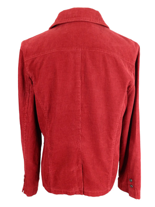 Vintage 2000s Y2K Mod Bohemian Chic Solid Bright Red Velour Collared Button Down Lightweight Blazer Jacket | Size M-L