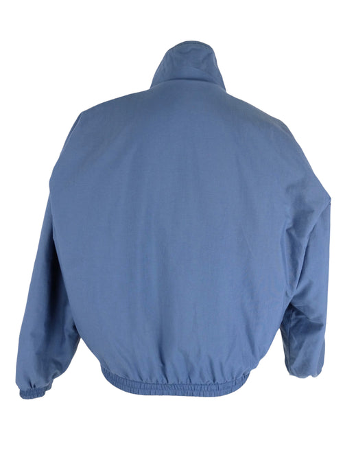 Vintage 90s Streetwear Athletic Sportswear Solid Blue Fleece Line High Roll Neck Zip Up Windbreaker Jacket | Women’s Size  XS-S