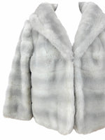 Vintage 70s Glam Rock Mod Chic Grey Faux Fur Short Length Cropped Winter Coat | Size Small