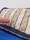 Vintage 70s Laura Ashley Prairie Cottagecore Milkmaid Quilted Striped Beige & Navy Blue Small Cosmetic Top Zip Pouch