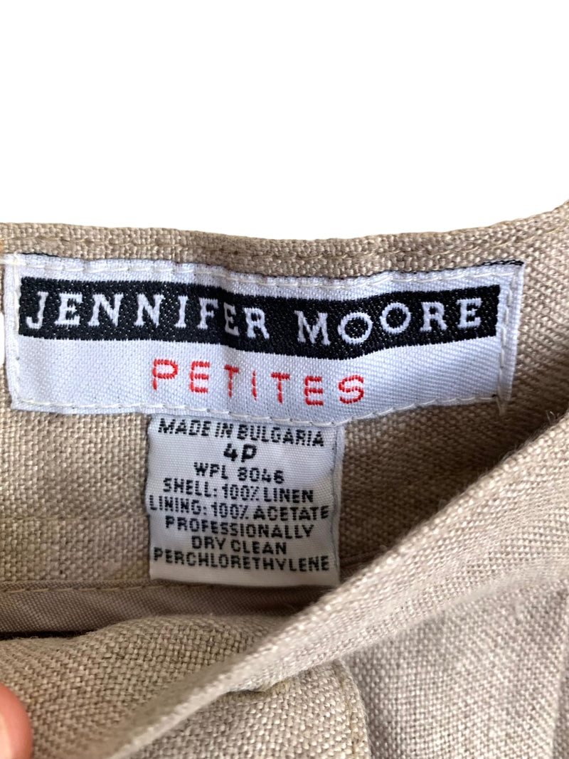 Vintage 90s Deadstock Mod Preppy High Waisted Linen Taupe Grey Beige Pleated Bermuda Shorts | 26 Inch Waist