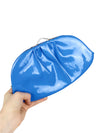 Vintage 60s Mod Chic Boho Formal Party Style Bright Blue & Gold PVC Plastic Clutch Wallet Bag with Snap Closure