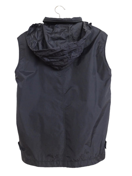 Vintage 2000s Y2K Streetwear Sportswear Utility Athletic Nylon Zip Up High  Neck Windbreaker Vest with Pull Out Hood | Women’s Size M | Men’s Size S