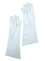 Vintage 60s Mod Space Age Hippie Chic White Genuine Leather Long Fitted Gloves with Cutout Detail