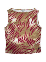 KRIZIA JEANS Nylon Brown & Pink Zebra Print Fitted Sleeveless Top | Size S