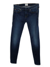 Vintage 2000s Y2K Hudson Designer Twee Style Dark Blue Wash Slim Skinny Jeans with Ankle Zip Detail | Size XS