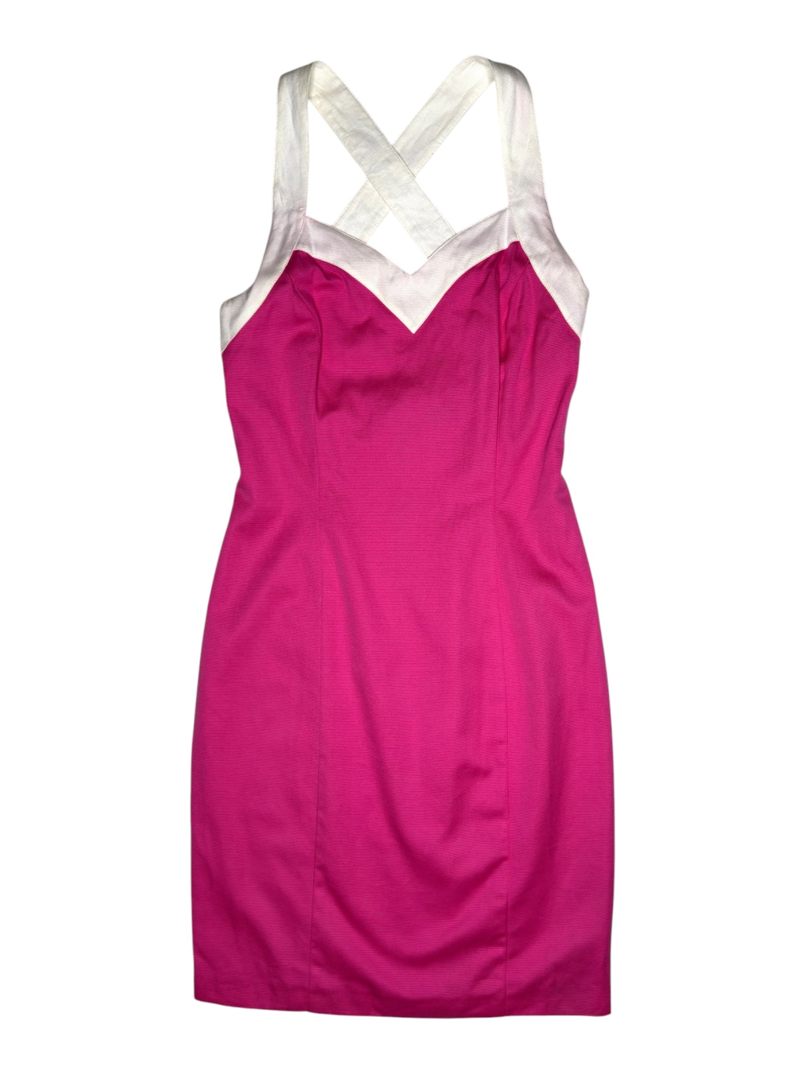 Vintage 2000s Marella Pink & White Crossback Pencil Mini Dress | Size XS-S