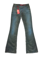 Vintage 2000s MISS SIXTY Deadstock Blue Grey Corduroy Ultra Low Rise Flared Bootcut Trousers | Size XS-S