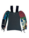 Vintage 2000s Y2K Save The Queen Subversive Off-the-Shoulder Abstract Multicoloured Patchwork Print Long Sleeve Blouse | Size M
