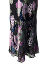 Vintage 2000s Y2K Chic Formal Black Pink & Purple Burnout Velvet Floral Patterned Floor Length Maxi Skirt