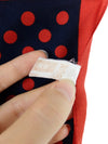 Vintage 70s Mod Rockabilly Pinup Style Red & Blue Polka Dot Print Square Bandana Neck Tie Scarf