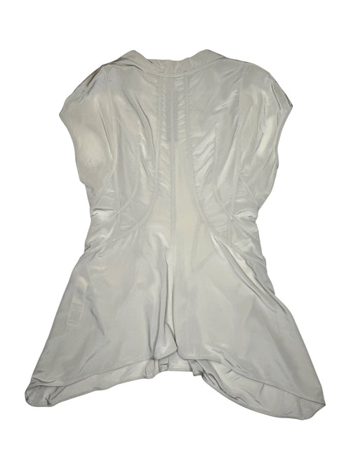 SS 2019 Rick Owens Babel Silk Grey Asymmetrical Short Sleeve Snap Closure Mini Dress | Size S-M