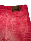 Vintage 2000s Cavalli Coral Red Denim High Waisted Faded Straight Leg Jeans | 26 Inch Waist
