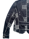 Vintage 2000s Y2K Marithé + François Girbaud Bohemian Subversive Navy Blue & White Abstract Embroidered  Button Down Collared Blazer Jacket | Size S