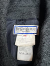Vintage 90s Yves Saint Laurent Grey Wool Textured Weave Button Up Collared Blazer Jacket | Size XS-S