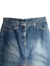 Vintage 2000s Y2K Soft Grunge Streetwear Blue Jean Denim Low Rise Cutout Maxi Skirt | Size S
