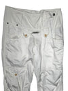Vintage 2000s Marithé + François Girbaud Subversive High Rise Flax Blend White Cargo Pants | 29 Inch Waist