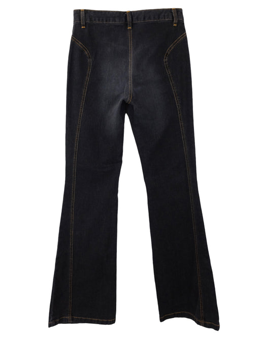 Vintage 2000s Y2K Soft Grunge Bohemian Black Mid-Rise Faded Bootcut Denim Jeans | 27 Inch Waist