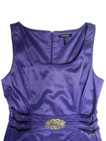 Vintage 2000s Y2K Rocco Barocco Bright Purple Formal Knee Length Sleeveless Dress with Buckle Detail | Size M