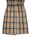 Vintage 90s Y2K Preppy Tartan Plaid Check Print Sleeveless Collared Button Down Midi Dress with Waist Tie | Size M