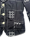 Vintage 2000s Y2K Marithé + François Girbaud Bohemian Subversive Navy Blue & White Abstract Embroidered  Button Down Collared Blazer Jacket | Size S