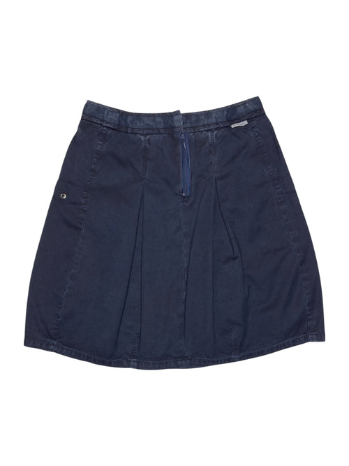 Vintage 2000s Moncler Navy Blue Balloon Fit Above-the-Knee Canvas Mini Skirt | 26 Inch Waist