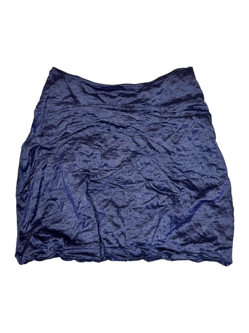 Vintage 2000s Sarah Pacini Purple Metallic Low Rise Above-the-Knee Crinkle Balloon Skirt | 32 Inch Waist