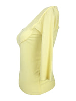 Vintage 2000s Y2K Blumarine Scoop Neck Solid Basic Yellow 3/4 Sleeve Blouse | Size S-M