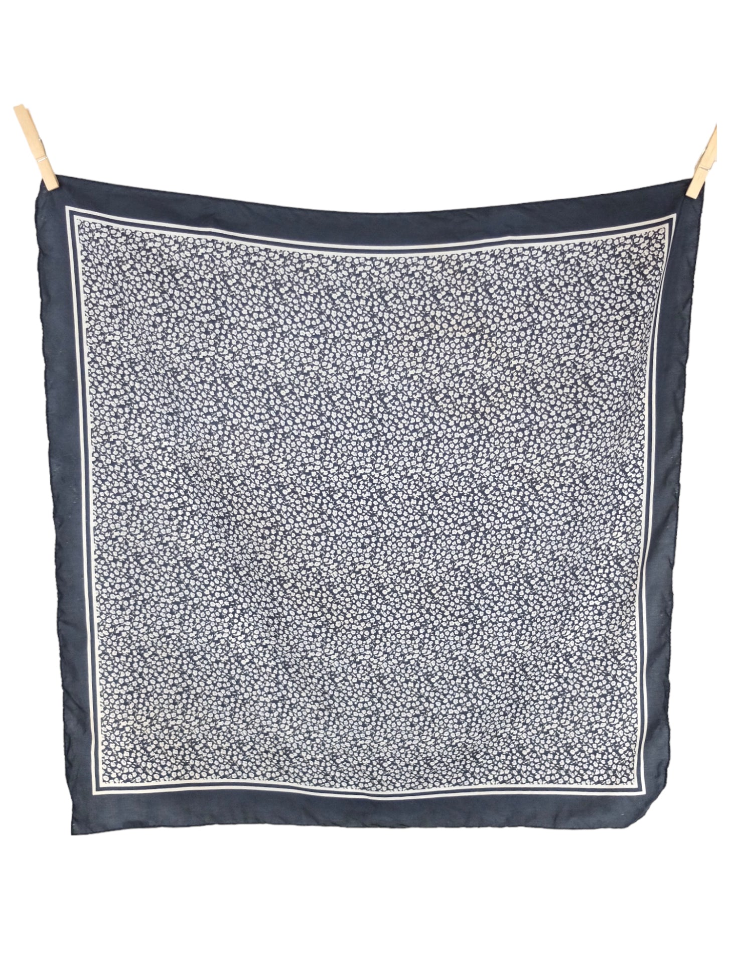 Vintage 90s Chic Grey & White Abstract Floral Print Large Square Bandana Neck Tie Scarf