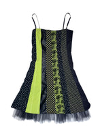 Vintage 2000s DES FILLES À LA VANILLÉ Black & Green Abstract Patterned Full Tulle Tutu Mini Tank Dress | Size XS-S