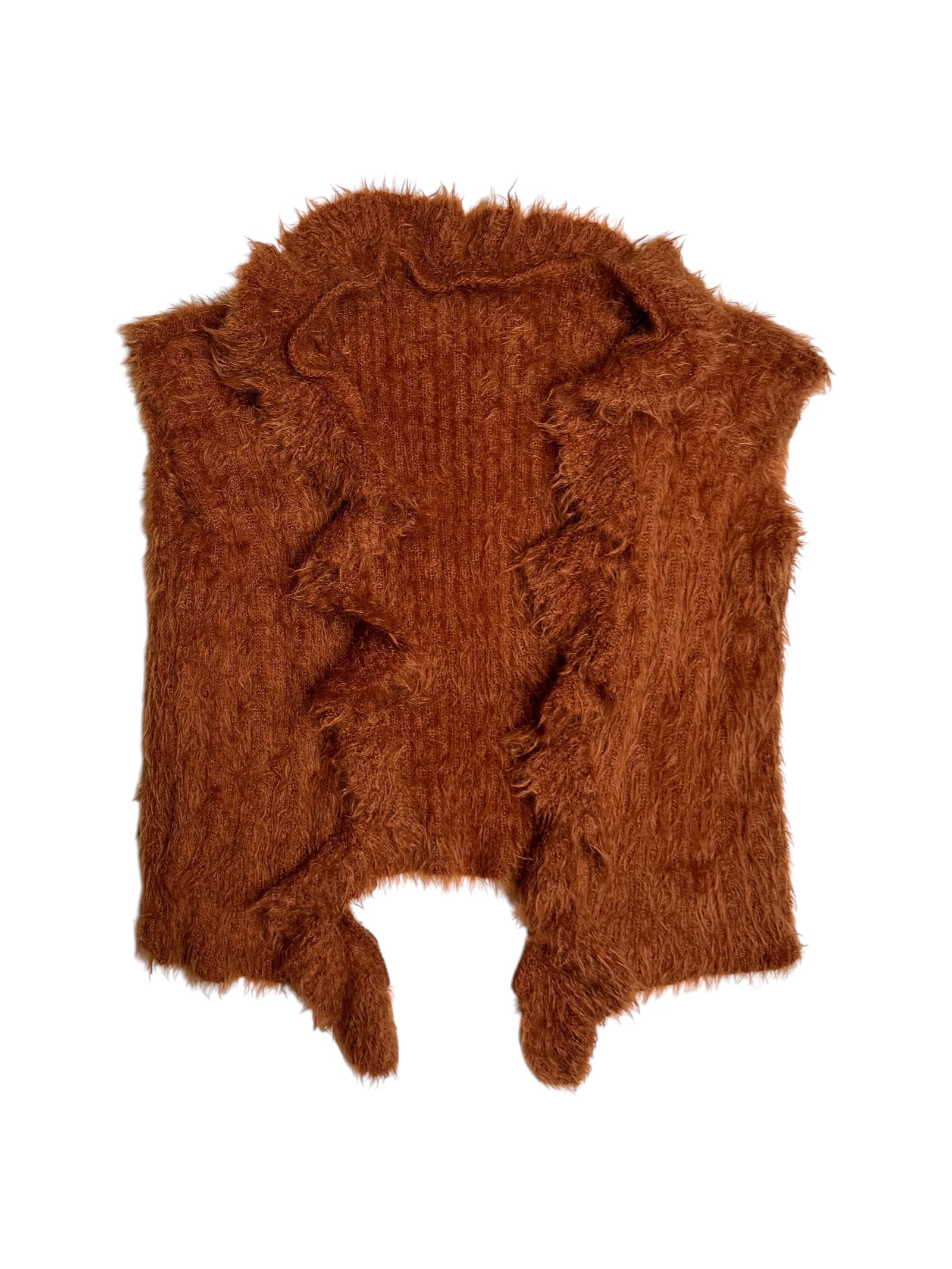 Vintage 2000s Rust Orange Fuzzy Cropped Knit Vest | Size S
