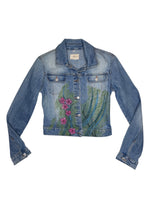 Vintage 2000s BLUMARINE Light Wash Fitted Denim Jacket with Floral Embroidery | Size XS-S