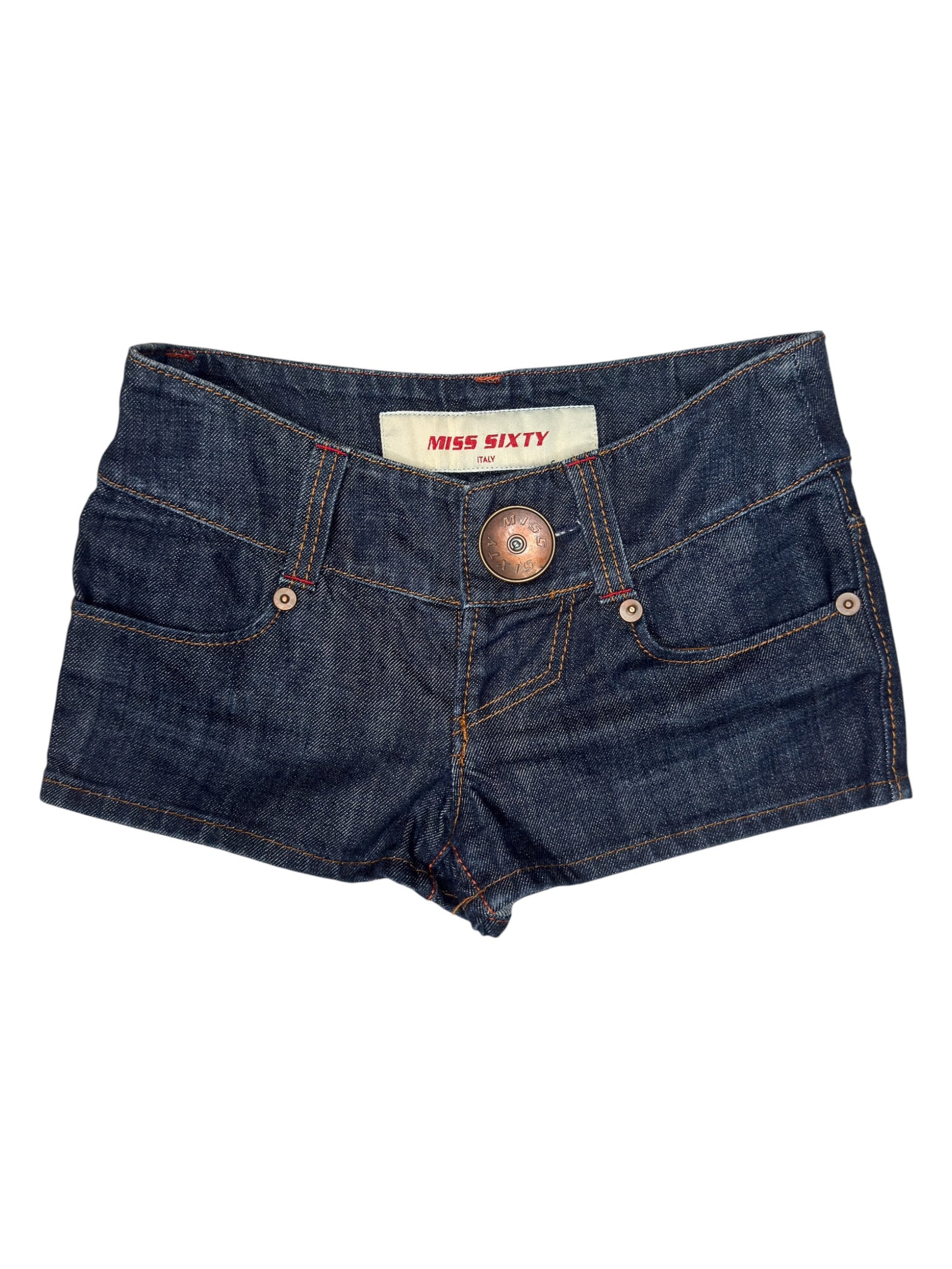 Vintage 2000s MISS SIXTY Low Rise Dark Wash Denim Booty Shorts | Size XS