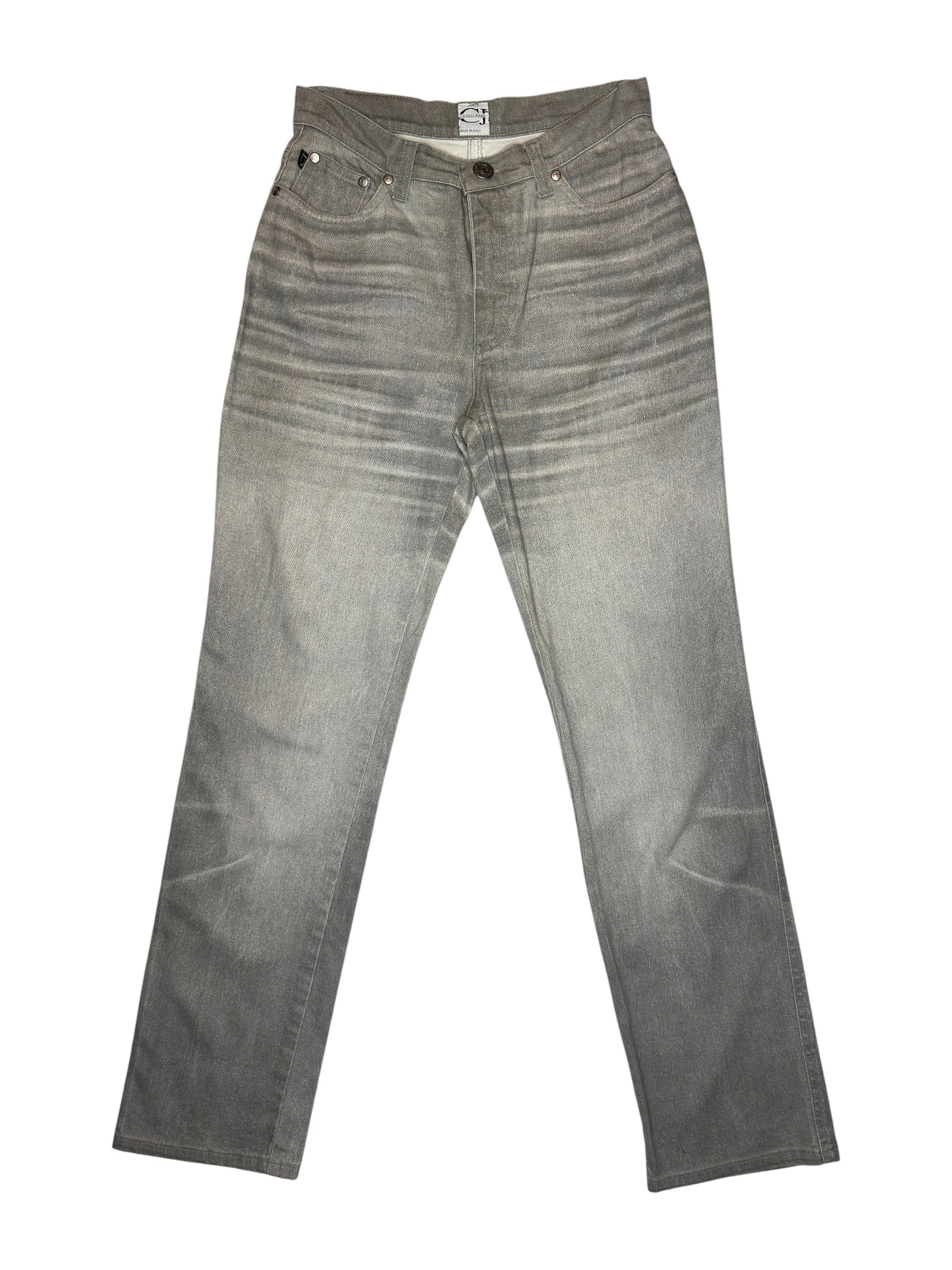 Vintage 2000s CAVALLI Grey Stonewashed Faded Denim Mid Rise Straight Leg Jeans | Size XS-S