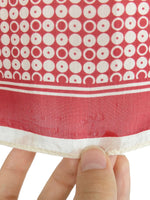 Vintage 80s Silk Mod Red & White Abstract Geometric Polka Dot Print Square Bandana Neck Tie Scarf