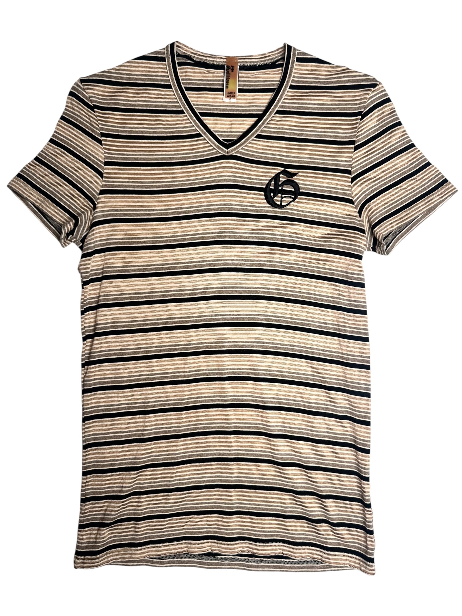 Vintage 2000s Y2K John Galliano Striped Short Sleeve T-Shirt | Size S-M