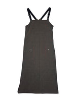 Vintage 2000s COP COPINE Subversive Grey Pinafore Sleeveless Maxi Shift Dress with Red Stitching Detail | Size S-M