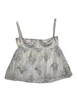 Vintage 2000s DOLCE & GABBANA Cream & Metallic Gold Butterfly Lace Bustier Corset Top | Size S