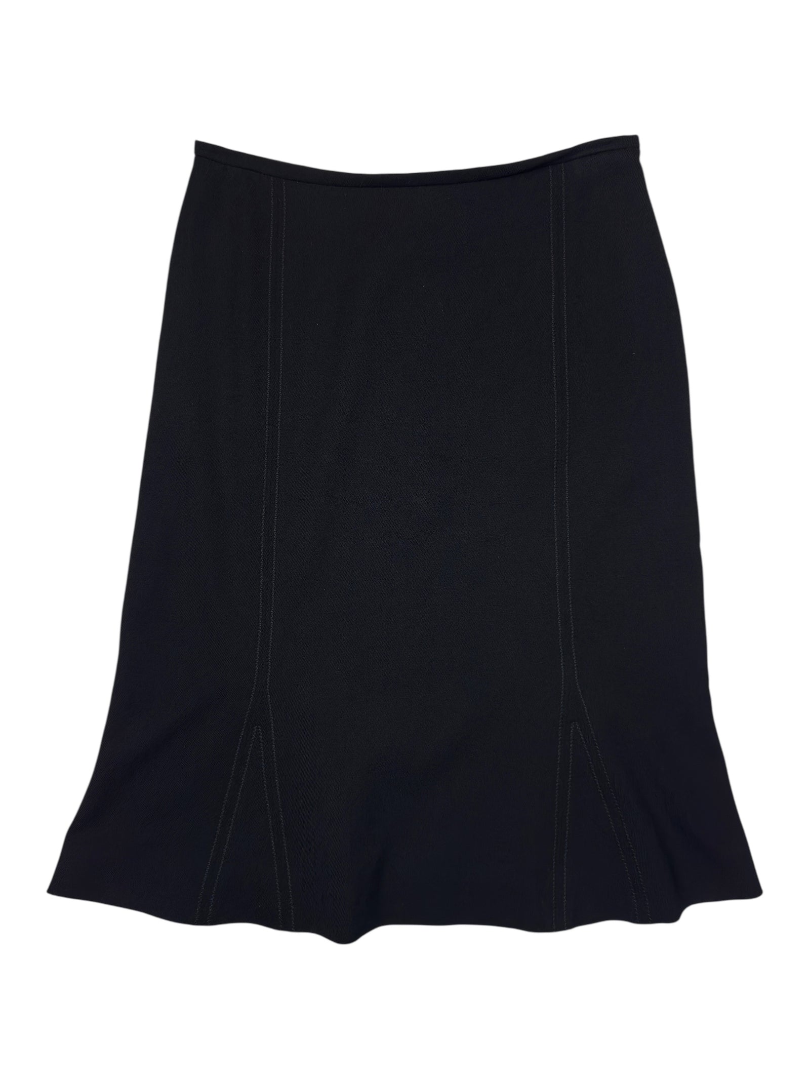 Vintage 2000s LES COPAINS Black Wool Blend Fit & Flare Godet Hem Knee Length Skirt | Size XS