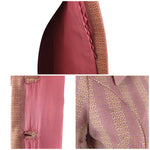 Vintage 70s Mod Psychedelic Dusty Rose Pink Striped Dagger Collared Button Down Blazer Jacket