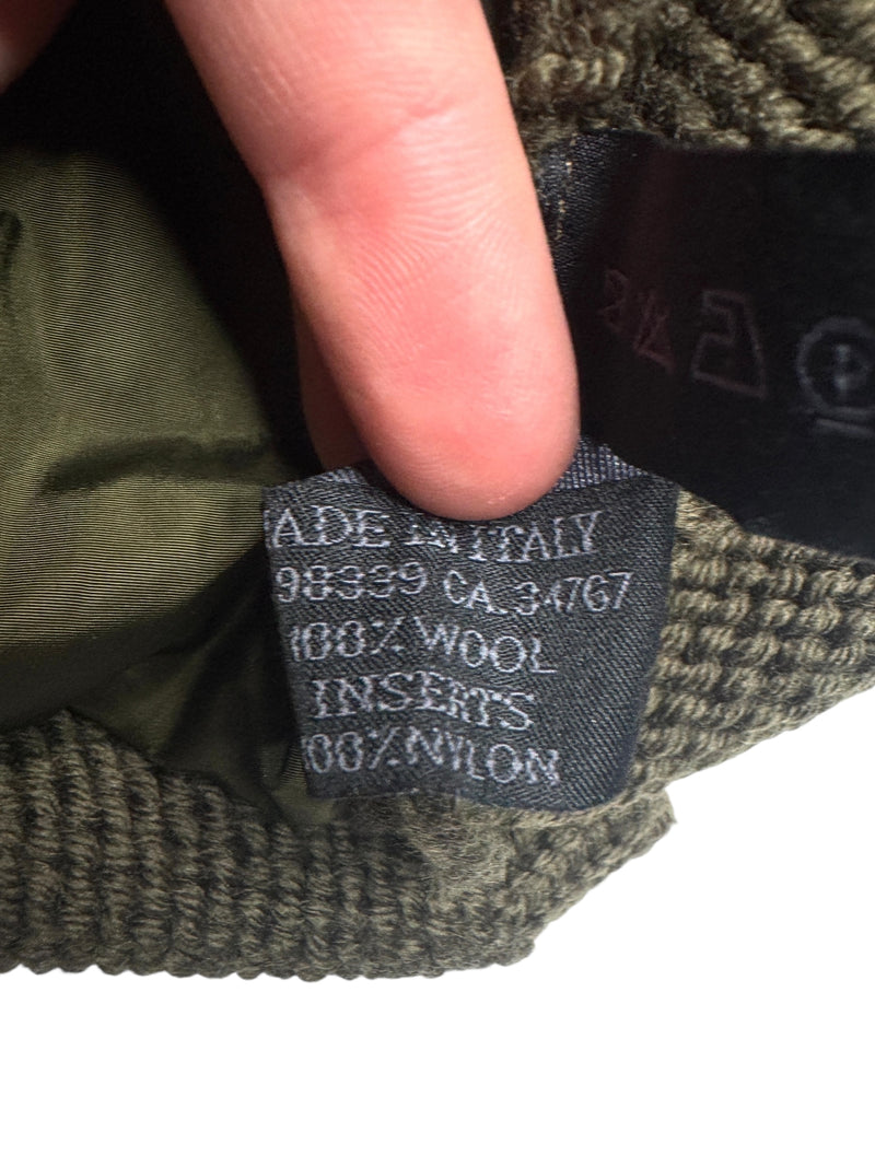 Vintage 2000s Y2K Prada Subversive Gorpcore Wool & Nylon Moss Green Double Zip Up Hooded Knit Sweater | Women’s Size M