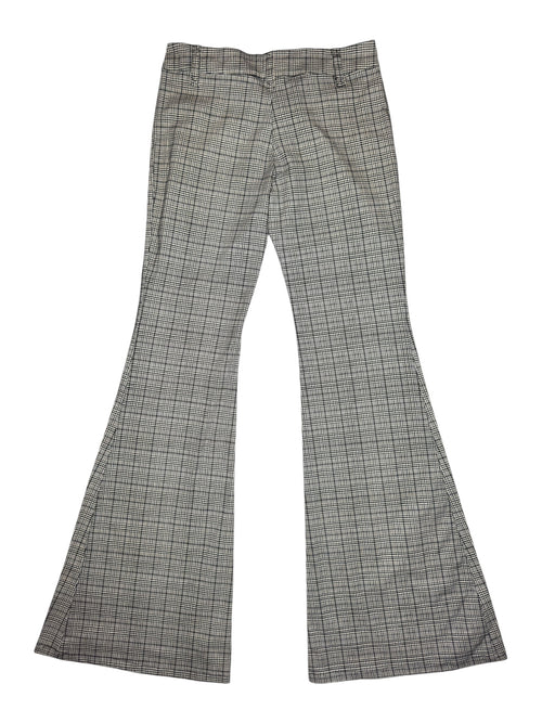 Vintage 2000s Low Rise Black & White Plaid Check Print Flared Trousers | Size M