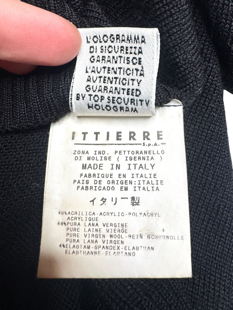 Vintage 2000s Y2K Dolce & Gabbana Subversive Minimalist Black Cropped Wool Bolero Cardigan with Wrap Around Tie | Size XS-S