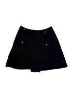 Vintage 90s Max & Co Wool Black High Waisted A-Line Mini Wrap Skort | Size S