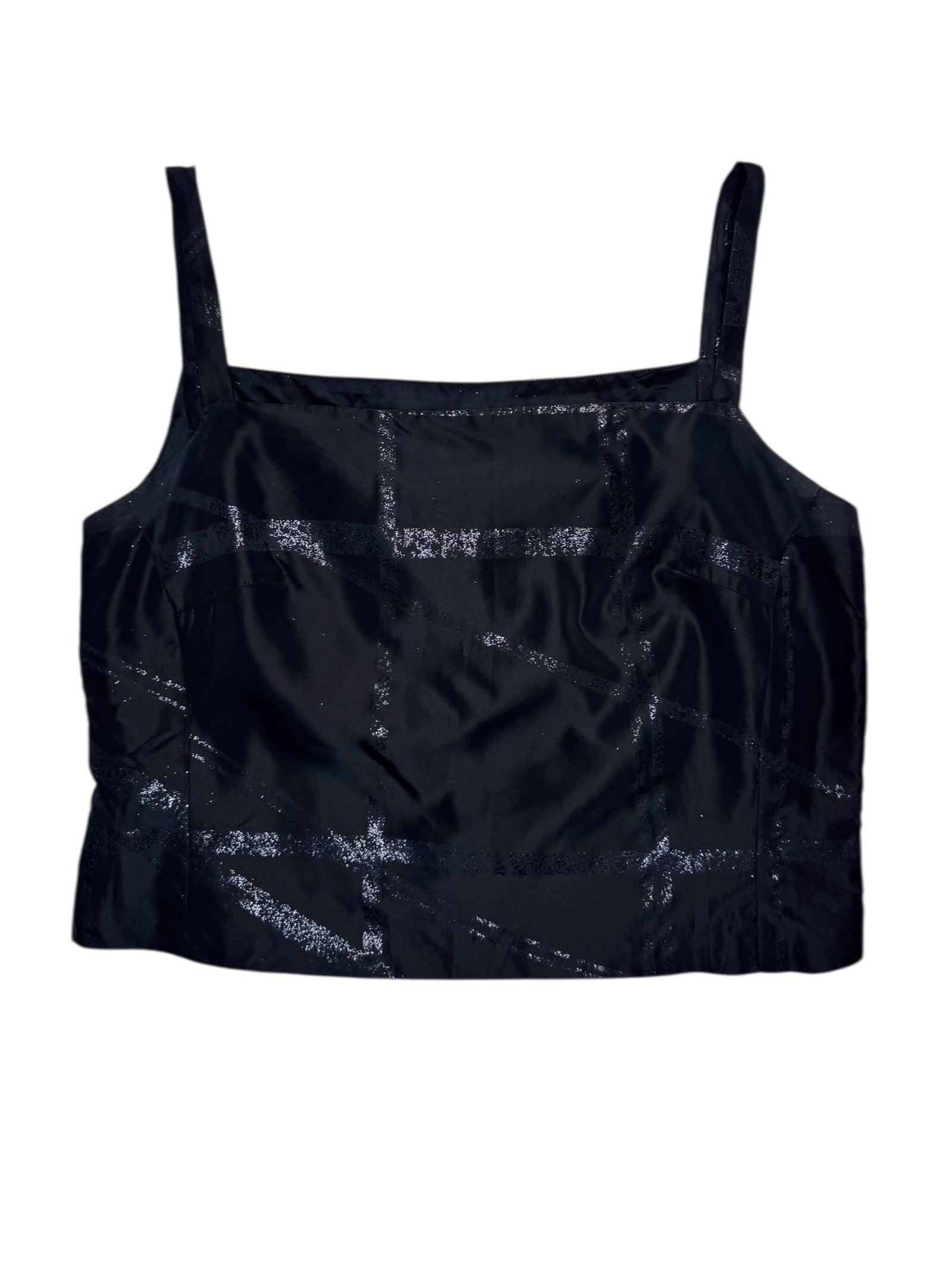 Vintage 2000s GIANFRANCO FERRE STUDIO Black Tank Top With Glitter Detail | Size M-L