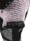 Vintage 2000s Y2K Miss Sixty Mod Bohemian Chic Purple & Black Abstract Patterned Cowl Turtleneck Neck Short Sleeve Below-the-Knee Midi Dress | Size M