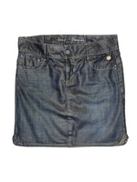 Vintage 2000s G-Star Dark Wash Black Waxed Low Rise Above-the-Knee Denim Midi Skirt | Size 29