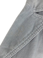 Vintage 2000s Y2K Bohemian Minimalist Mod Solid Grey Velour Collared Button Down Blazer Jacket | Size L